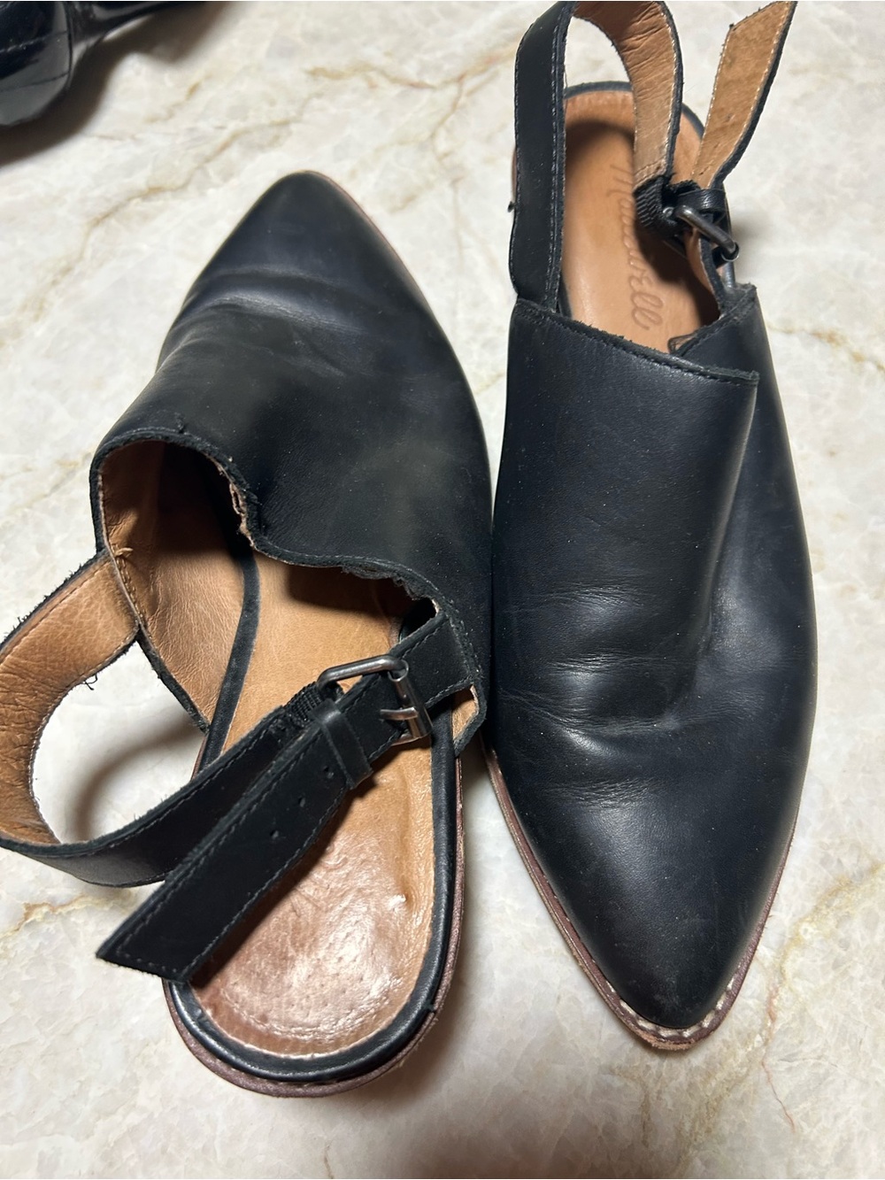 Madewell Black Leather Slingbacks 7.5